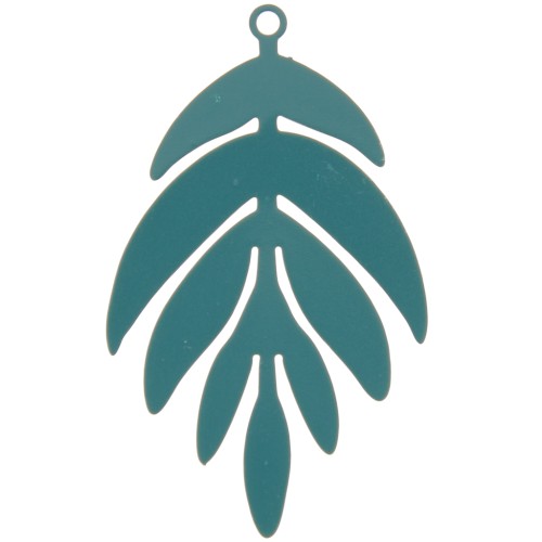 40x24mm dyed Leaf Pendant - Peacock blue x1