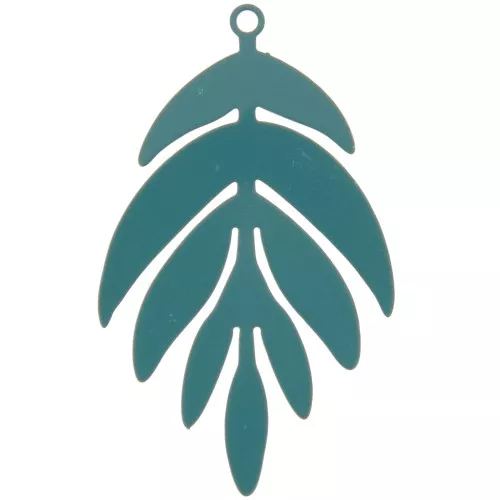 40x24mm dyed Leaf Pendant - Peacock blue x1