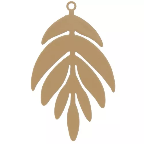 40x24mm dyed Leaf Pendant - Light Brown x1