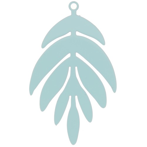 40x24mm dyed Leaf Pendant - Light Blue x1