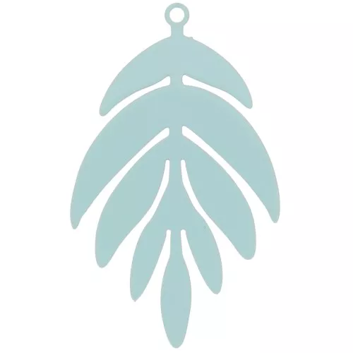 40x24mm dyed Leaf Pendant - Light Blue x1