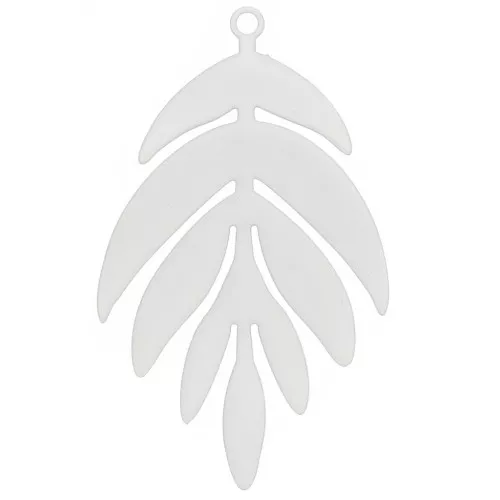 40x24mm dyed Leaf Pendant - White x1