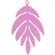 40x24mm dyed Leaf Pendant - Pink x1
