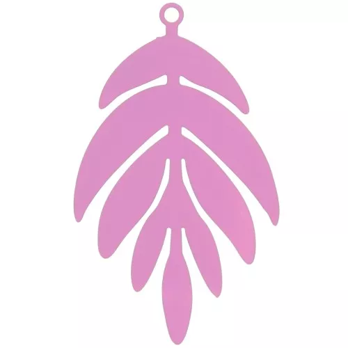 40x24mm dyed Leaf Pendant - Pink x1