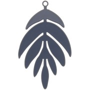 40x24mm dyed Leaf Pendant - Dark Grey x1|raw }}