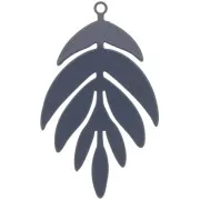 40x24mm dyed Leaf Pendant - Dark Grey x1
