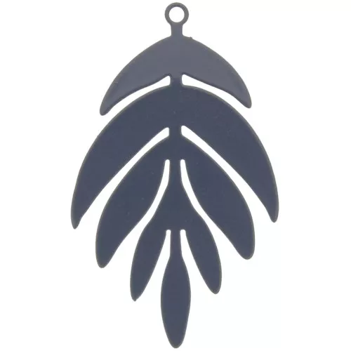 40x24mm dyed Leaf Pendant - Dark Grey x1
