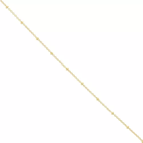 Alternating 1.9mm Trace chain with flattened beads - Fine gold plated x50cm