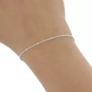 Trace mesh chain, alternating 1.9 mm flattened beads - Fine Arg veneer x50cm