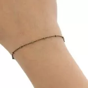 Alternating 1.9 mm Trace chain link with flattened beads - Bronze x50cm