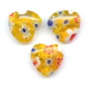 Millefiori hearts 10mm Yellow orange x5