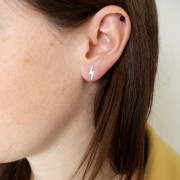 11x3.5mm 925 Sterling Silver Lightning earstuds x2