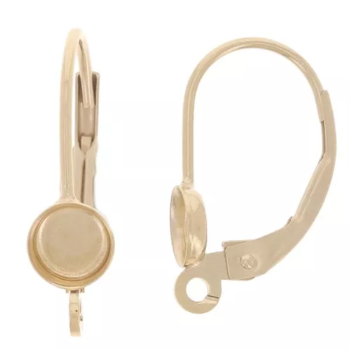 17mm leverback earrings with open ring for 4mm cabochon - Gold filled x2