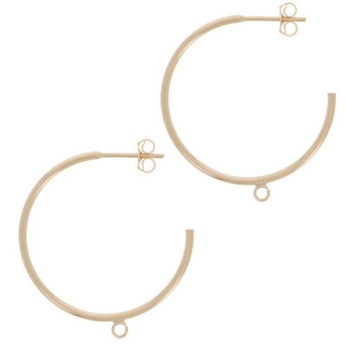 25mm open hoop earrings with open ring - Gold filled x2