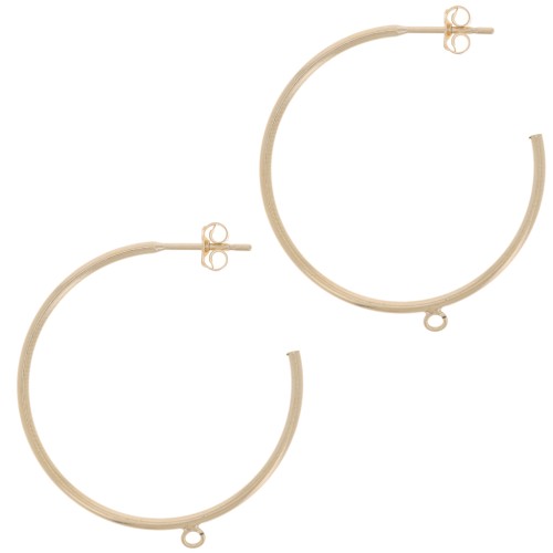 30mm open hoop earrings with open ring - Gold filled x2