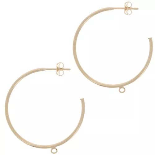 30mm open hoop earrings with open ring - Gold filled x2