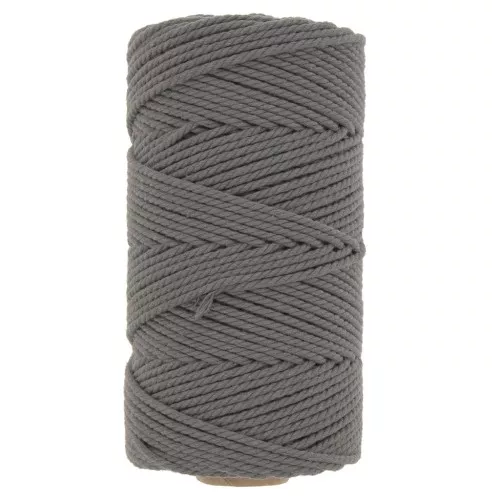 2mm Macramé cotton cord spool - Dark Grey x100m