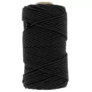 Black - Bobine de cordon en coton pour macramé 2 mm - Noir x100m Bobine de cordon en coton pour macramé 2 mm - Noir x100m