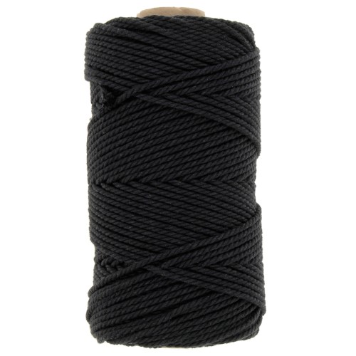 2mm Macramé cotton cord spool - Black x100m