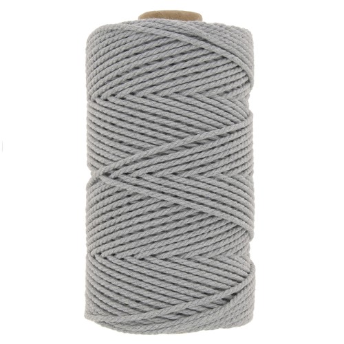 2mm Macramé cotton cord spool - Light Grey x100m