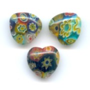 Millefiori hearts 10mm Multicolored x5|raw }}