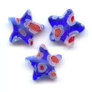 Millefiori stars 10mm Navy blue x5