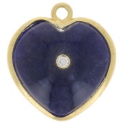 18x16mm gemstone Heart Pendant & zirconium oxide - Gold - Sodalite x1