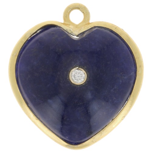 18x16mm gemstone Heart Pendant & zirconium oxide - Gold - Sodalite x1