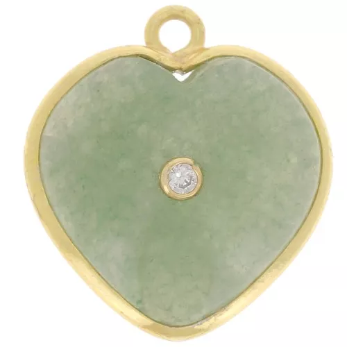 18x16mm gemstone Heart Pendant & zirconium oxide - Gold - Aventurine x1