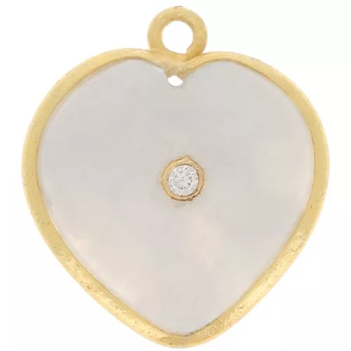 18x16mm gemstone Heart Pendant & zirconium oxide - Gold - Moonstone x1