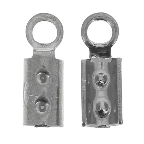 2mm 925 Silver Crimp end cap - Black Rhodium x4