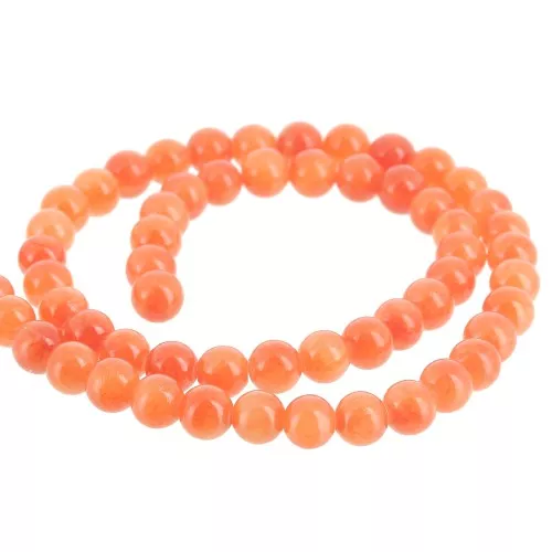 Round beads 6.5 mm - imitation gem tinted jade - Orange x39cm