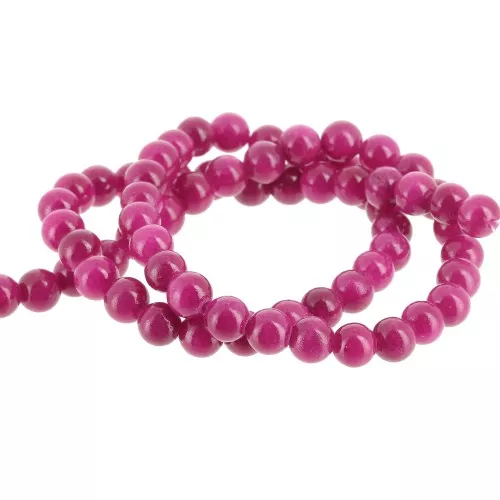 Round beads 6.5 mm imitation gem tinted Jade - Plum x39cm