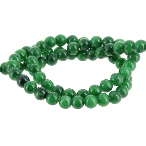 Round beads 6.5 mm imitation gem tinted Jade - Dark Green x39cm