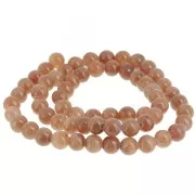 Round beads 6.5 mm imitation gem tinted Jade - Light brown x39cm