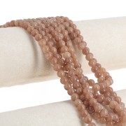 Round beads 6.5 mm imitation gem tinted Jade - Light brown x39cm