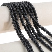 Round beads 6.5 mm imitation gem tinted Jade - Black x39cm