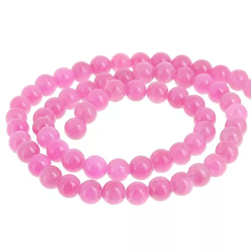 Round beads 6.5 mm imitation gemstone Jade - Pink x39cm