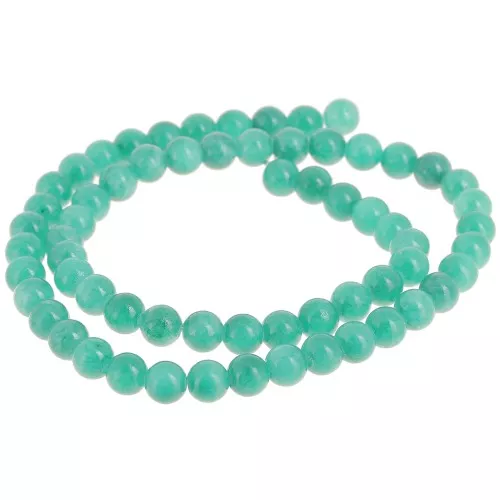 Round beads 6.5 mm imitation gem tinted Jade - Turquoise Green x39cm