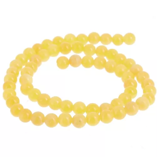 Round beads 6.5 mm imitation gem tinted Jade - Yellow x39cm