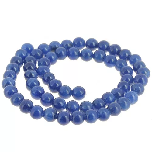 Round beads 6.5 mm - imitation gem tinted Jade - Dark Blue x39cm