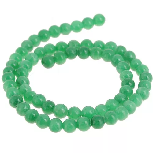 Round beads 6.5 mm - imitation gem tinted Jade - Green x39cm