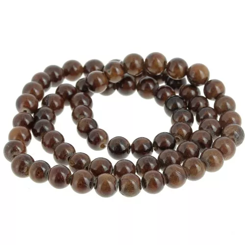 Round beads 6.5 mm imitation gem tinted Jade - Dark brown x39cm