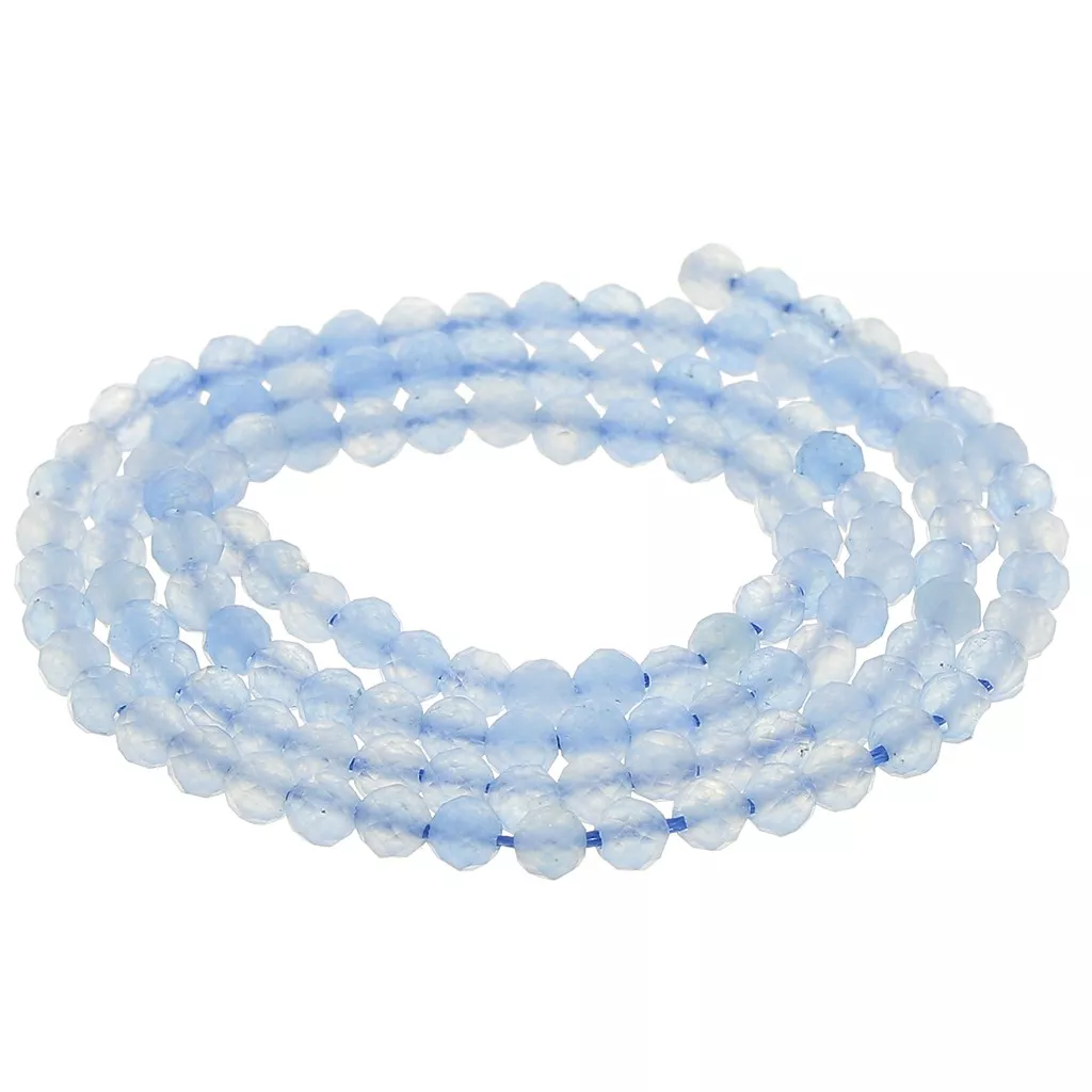3mm round faceted gemstone bead Tinted Jade Sky Blue x37cm