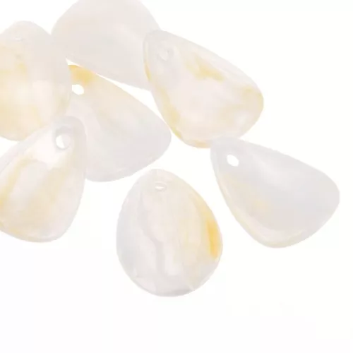 17mm Acrylic Smooth Flower Petal Sequins - marbled Ivory x15