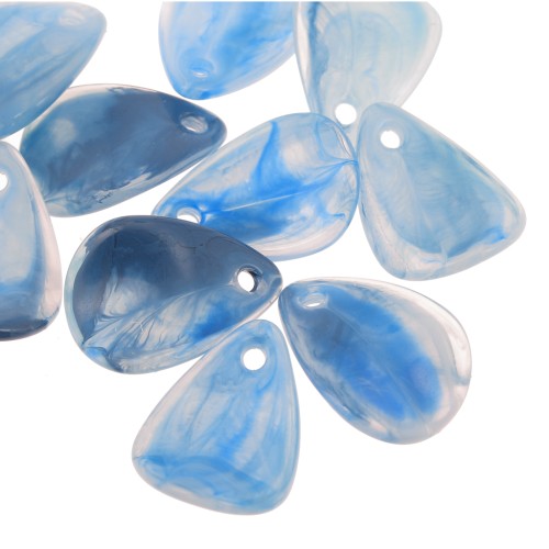 17mm Acrylic Smooth Flower Petal Sequins - marbled Blue x15