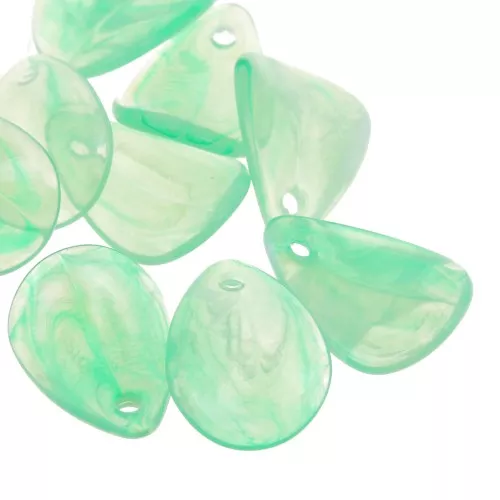 17mm Acrylic Smooth Flower Petal Sequins - marbled Green x15