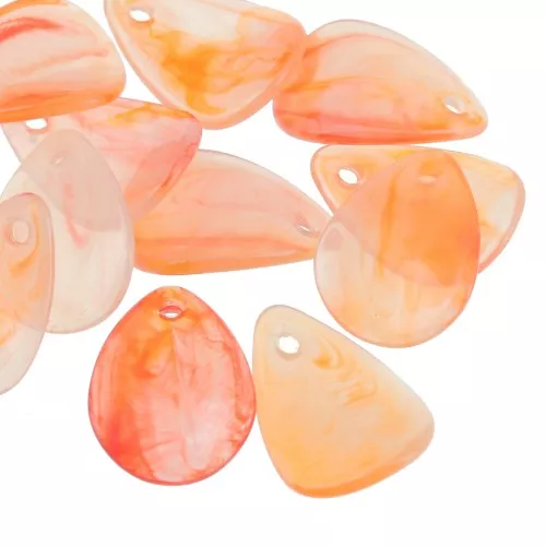 17mm Acrylic Smooth Flower Petal Sequins - Marbled orange x15