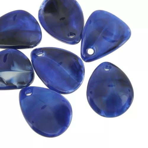 17mm Acrylic Smooth Flower Petal Sequins - Night blue marble x15
