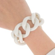 39x34mm 9 acrylic links for bracelet creation - Opaque cream satin x22cm